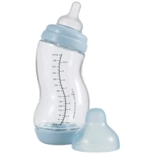 Стеклянная антиколиковая бутылочка Difrax S-bottle Wide с силиконовой соской 310 мл Blue (737FE Blue): Материал стекло