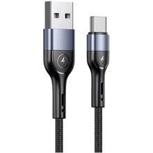 Кабель Usams USB Cable to USB-C Aluminum Alloy Braided 1m Black (US-SJ449): Тип USB-C - USB-C