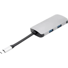 Адаптер PowerPlant Adapter USB-C to HDMI+USB3.0+USB-C+RJ45 (CA911691): Колір серый