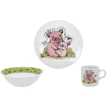 Набір дитячий на 1 персону з 3 предметів Limited Edition Piggy (C528): Матеріал кераміка