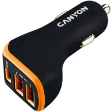 Зарядное устройство Canyon Car Charger USB-C+2xUSB C-08 18W Black/Purple (CNE-CCA08PU): Особенности USB-C, Power Delivery (PD)