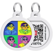 Адресник металевий WAUDOG Smart ID з QR паспортом малюнок Бульдоги 25 мм (0625-0220): Виробник WAUDOG