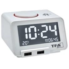 Будильник TFA HOMTIME з функцією USB заряджання білий 103x90x66 мм (60201702): Виробник TFA