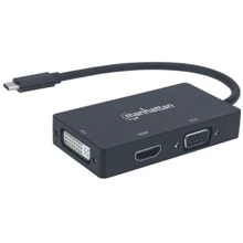 Адаптер Intracom Adapter Manhattan USB-C to HDMI+DVI-I+VGA Black: Колір синий
