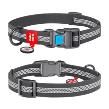 Ошейник для собак водостойкий WAUDOG Waterproof с QR-паспортом светоотражающий пластиковая пряжка XL Ш 25 мм Дл 35-58 см серый (261311): Производитель WAUDOG