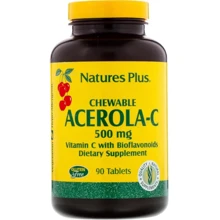 Nature's Plus Acerola-C Vitamin C with Bioflavonoids Chewable 500 mg 90 Tabs Витамин C ацерола-C: Тип Витамин C