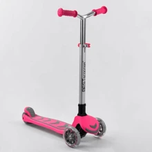 Самокат трехколесный Best Scooter складной алюминиевый руль, 4 колеса PU со светом Pink (102317): Количество колес 4