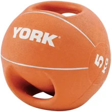 Мяч для фитнеса медбол York Fitness с двумя ручками 5 кг оранжевый (20014961807312): Особенности С ручками
