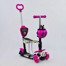 Самокат 5в1 Best Scooter, PU колеса, подсветка колес, Абстракция Pink/Black (74069): Количество колес 3