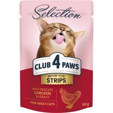 Влажный корм Club 4 Paws Premium Selection Cat Strips Chicken in Gravy полоски в соусе с курицей для котов 12х85 г (4820215368094): Тип Влажный корм