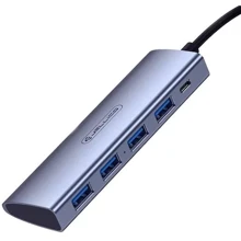 Адаптер Jellico Adapter HU-51 USB-C to 4xUSB3.0+microUSB Grey: Цвет серый