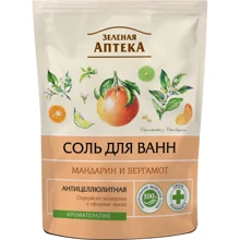 Зеленая Аптека Соль для ванн мандарин и бергамот дой-пак 500 g: Назначение Антицеллюлит, Расслабление, Ароматизация, Очищение