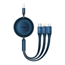 Кабель Baseus USB Cable to Micro USB/Lightning/Type-C Bright Mirror 2 Series Retractable 66W 1.1m Blue (CAMJ010103): Тип USB Cable - Lightning/microUSB/USB-C