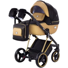 Универсальная коляска 2 в 1 Adamex Mimi Polar (Gold) Y836 черный (люрекс) - золотой кожа (выдавленная точка): Тип коляски универсальная коляска (2-в-1)