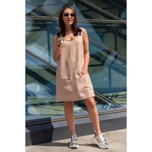 Сарафан FLFashion Сандра ФСС 3081 50 бежевый повседневный до середины бедра: Состав Лен