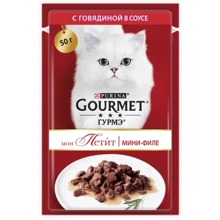 Влажный корм GOURMET Mon Petit для взрослых котов кусочки с говядиной в соусе 50 г (7613035312678): Тип Влажный корм