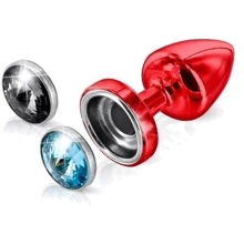 Анальная пробка со сменными стразами Diogol Anni Magnet Red Аквамарин/Карбонадо 25мм: Для кого Унисекс
