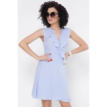 Платье FashionUp SRF-1750A 42 голубое повседневное до середины бедра: Состав Вискоза, Хлопок