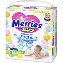Подгузники-трусики Merries S 4-8 кг 62 шт (4901301316073): Тип Подгузники-трусики