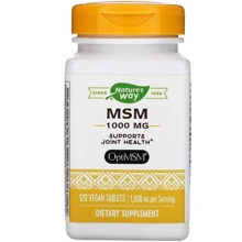Nature's Way Opti MSM 1000 mg Метилсульфонілметан або МСМ 120 вегетаріанських пігулок: Тип Глюкозамин