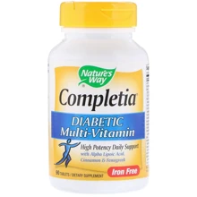 Nature's Way Completia Diabetic Multi-Vitamin Iron Free 90 Tabs Мультівітаміни для діабетиків: Форма випуску таблетки