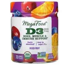 MegaFood Vitamin D3 Immune support 1000 IU Вітамін D3 зі смаком фруктів 70 желейних цукерок: Тип Витамин D