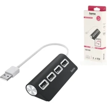 Адаптер HAMA Adapter USB to 4xUSB White (200119): Цвет Черно-белый