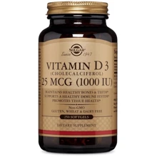 Solgar Natural Vitamin D3 (Cholecalciferol), 25 mcg 1000 IU, 250 Softgels Натуральный витамин D3 (холекальциферол): Тип Витамин D