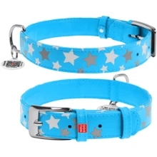 Нашийник Collar Glamour з візерунком Зірочка Світиться з QR паспортом 38-49 см 25 мм блакитний (4823089301334): Виробник Collar