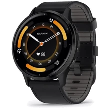 Смарт-часы Garmin Venu 3 Slate Stainless Steel Bezel with Black Case and Black Leather Band (010-02784-52): Дисплей 1.4" AMOLED (454x454)