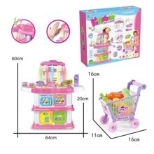 Игровой набор Play Toy Кухня детская +тележка супермаркет с продуктами свет, звук: Производитель Noname