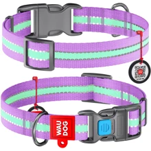 Ошейник WAUDOG Nylon с QR-паспортом, светящийся, пластиковый фастекс 15 мм 23-35 см фиолетовый (45629): Производитель WAUDOG