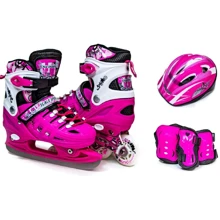 Комплект ролики-коньки с защитой 2in1 Scale Sport. Pink (размер 29-33) 1019085842: Цвет розовый
