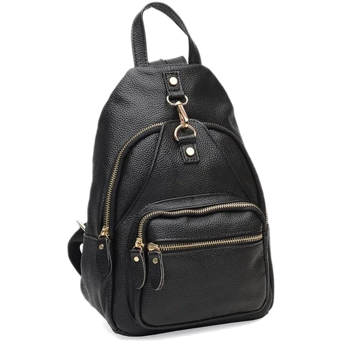 Женский рюкзак Borsa Leather черный (K1162-black): Фактура Матовая, Зернистая
