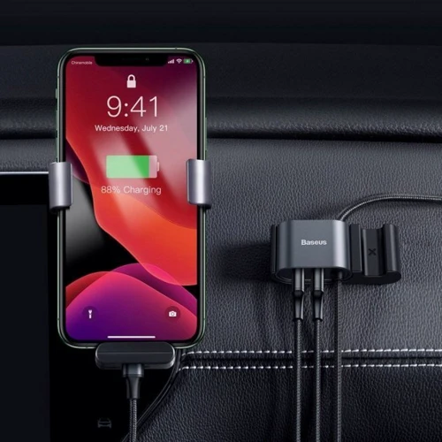 Кабель Baseus USB Cable to Lightning + 2xUSB Backseat 1.5 m Black (CALHZ-01) фото 6