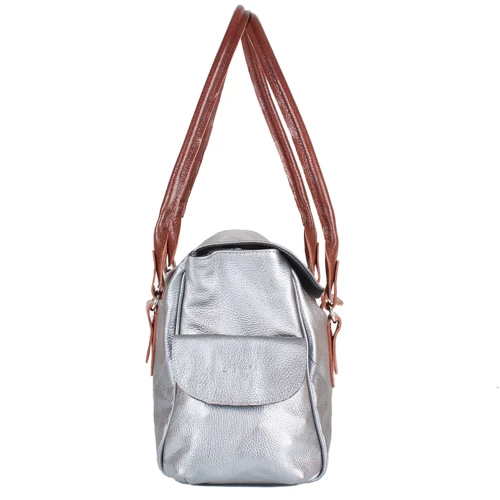Женская сумка саквояж Laskara серебристая (LK-DM233-silver-brown): Тип Сумки