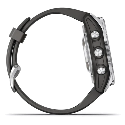 Смарт-часы Garmin Fenix 7S Pro Solar Silver with Graphite Band (010-02776-01): Материал корпуса Армированный волокном полимер с металлической задней крышкой
