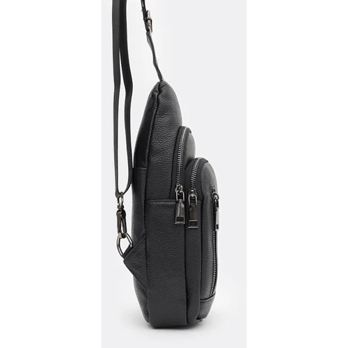 Мужская сумка-слинг Borsa Leather черная (K1328b-black): Тип Сумки