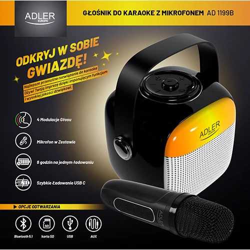 Набір для караоке Adler AD 1199 black фото 12