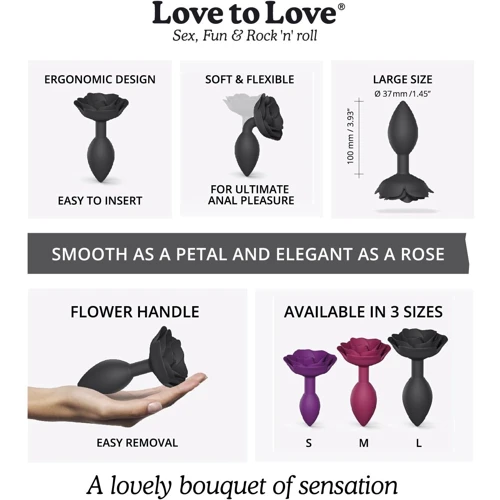 Силиконовая анальная пробка Love To Love OPEN ROSES L SIZE - BLACK ONYX