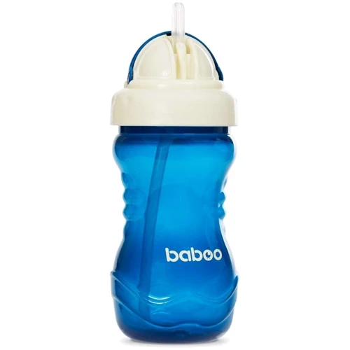 Чашка непроливайка Baboo с силиконовой соломинкой 360 мл синяя (8-129)