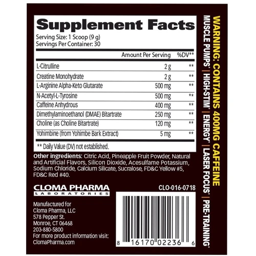 Cloma Pharma Hellion 270 g /30 servings/ Razzberry Scream: Тип Комплекс до тренировки