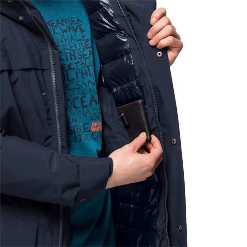 Пуховик Jack Wolfskin Cold Bay Parka M 1113671-1010 48 темно-синій зимовий з капюшоном: Тип застібки На молнии