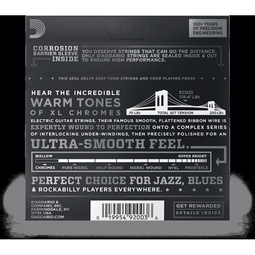 Струна для гітар Струни D'addario ECG23 XL Chromes Extra Light (10-48): В комплекті Набор из 6 струн
