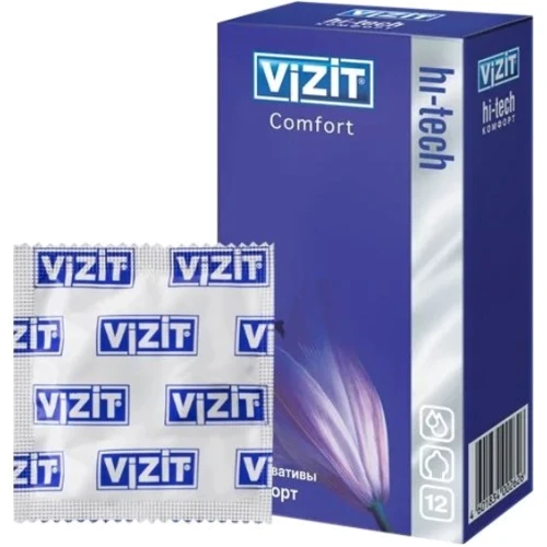 Презервативи латексні VIZIT HI-TECH Comfort комфорт №12: Тип Для натуральних відчуттів