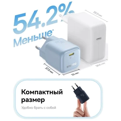Зарядное устройство Baseus USB-C Wall Charger GaN 1C 45W Blue (P10176800313-00) фото 11