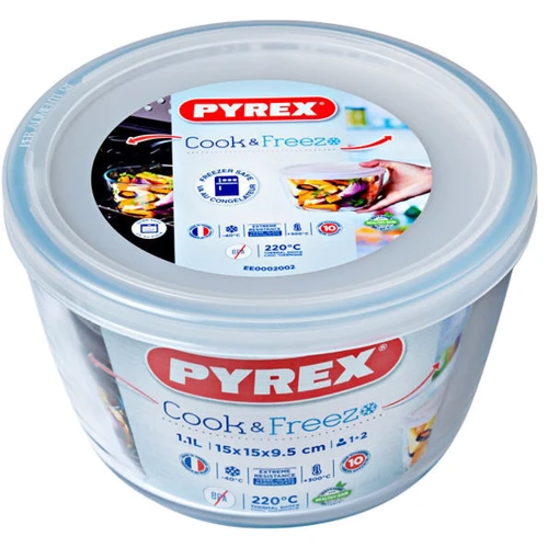 Ємність для зберігання Pyrex Cook&Freez 15х9см, 1.1л (154P001): Обсяг, л 1.1
