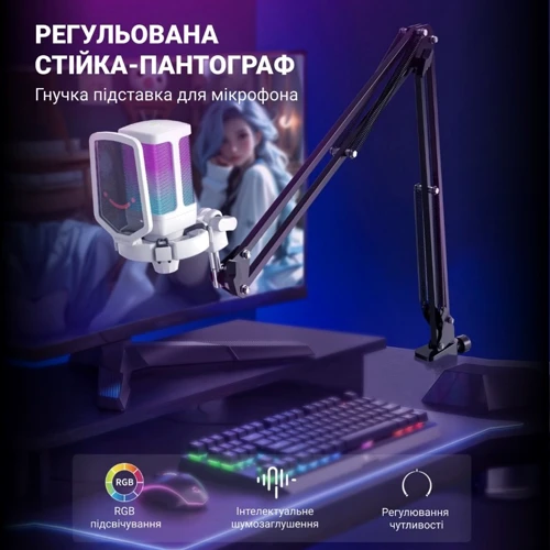 Конденсаторный USB микрофон Fifine Q6TW White: Способ подключения Проводной