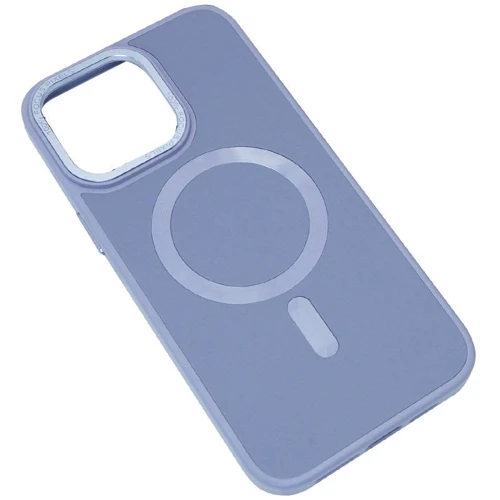 Чехол для iPhone TPU Case Bonbon Leather Metal Style with MagSafe Mist Blue for iPhone 15 Plus: Цвет голубой
