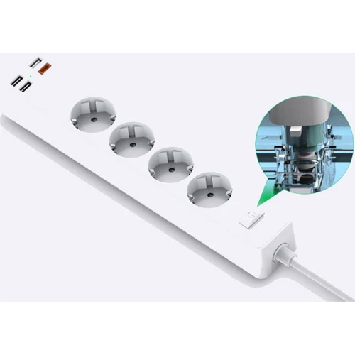Сетевой фильтр WIWU PD20W Power Strip 4/1.6m 3xUSB 3.0/1xUSB-C White (6936686400909): Количество розеток, шт 4